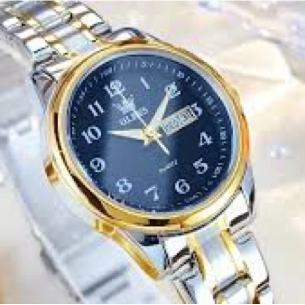 Olevs Women's Two-Tone Blue Dial Watch
